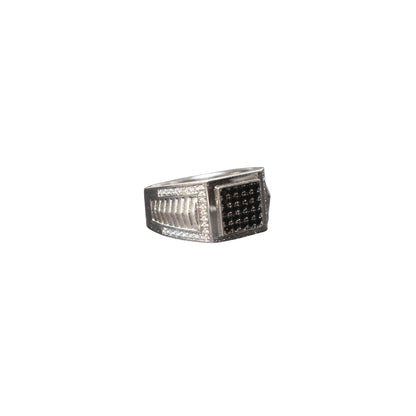 925 Silver Men's Ring with Black Onyx and Cubic Zirconia