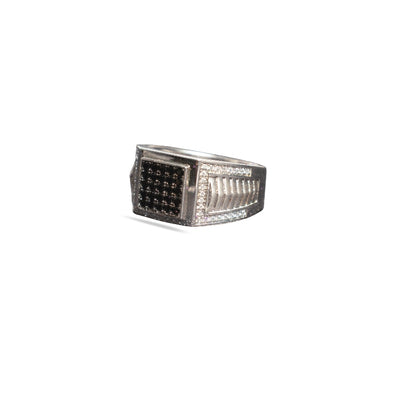 925 Silver Men's Ring with Black Onyx and Cubic Zirconia